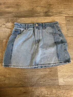DISSH Two Tone Paneled Denim Skirt